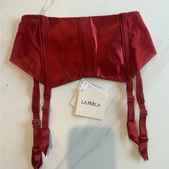 La Perla Red Satin Garter Belt XS NWT